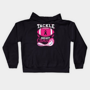 Woman Tackle Football Pink Ribbon Breast Cancer Awareness Kids Hoodie